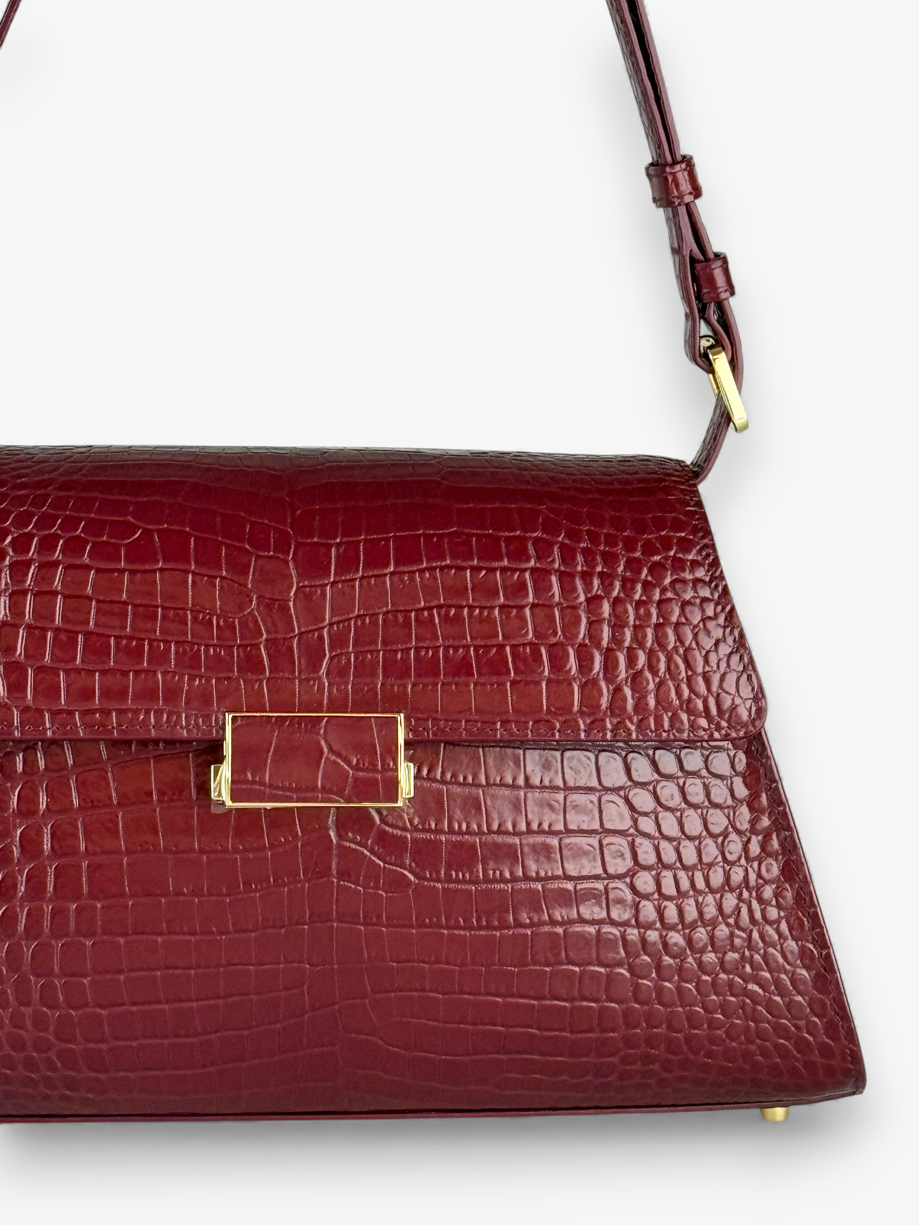 Ambra Croco Bordeaux Bag