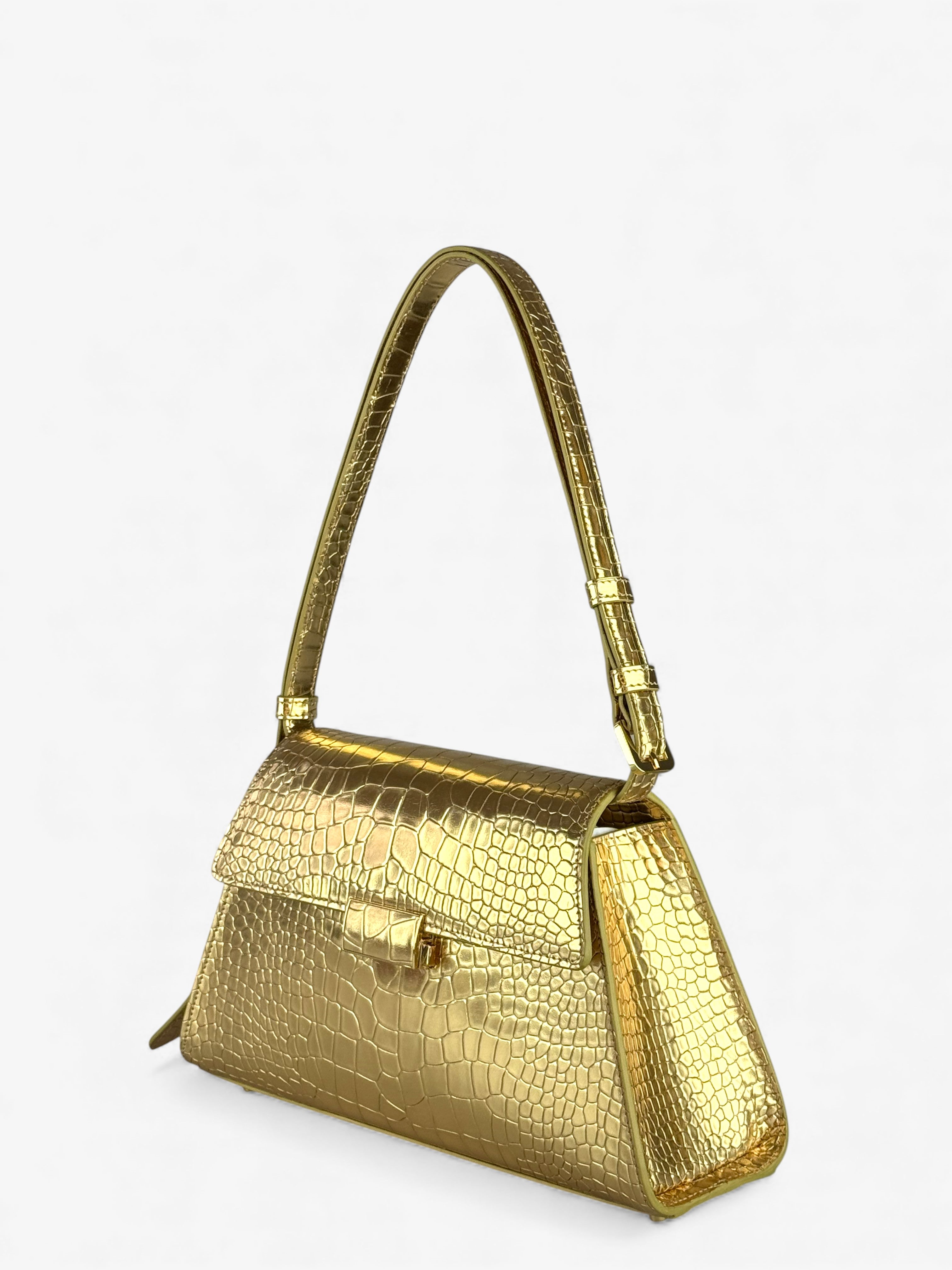 Ambra Croco Gold Bag