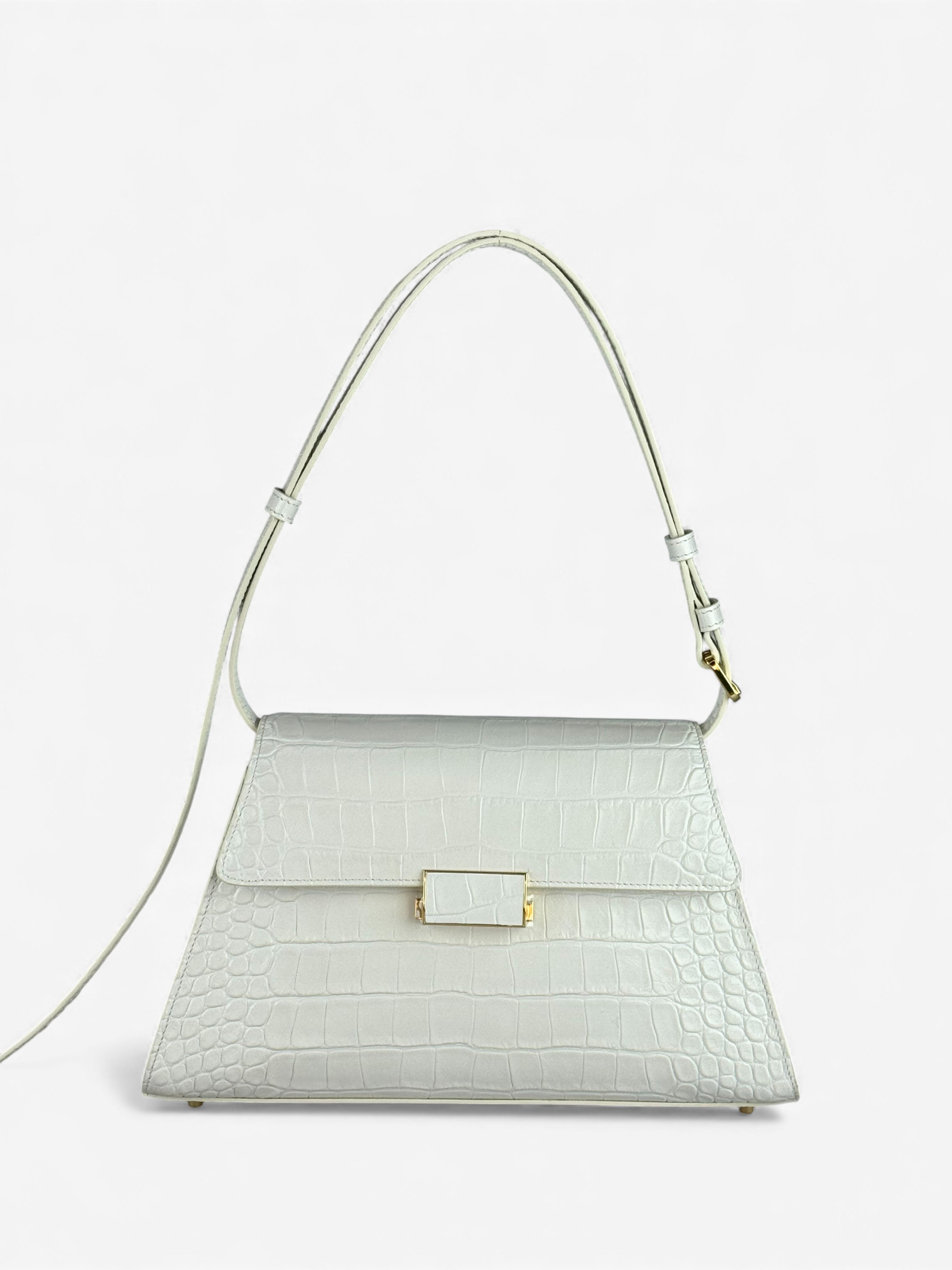 Ambra Croco White Bag