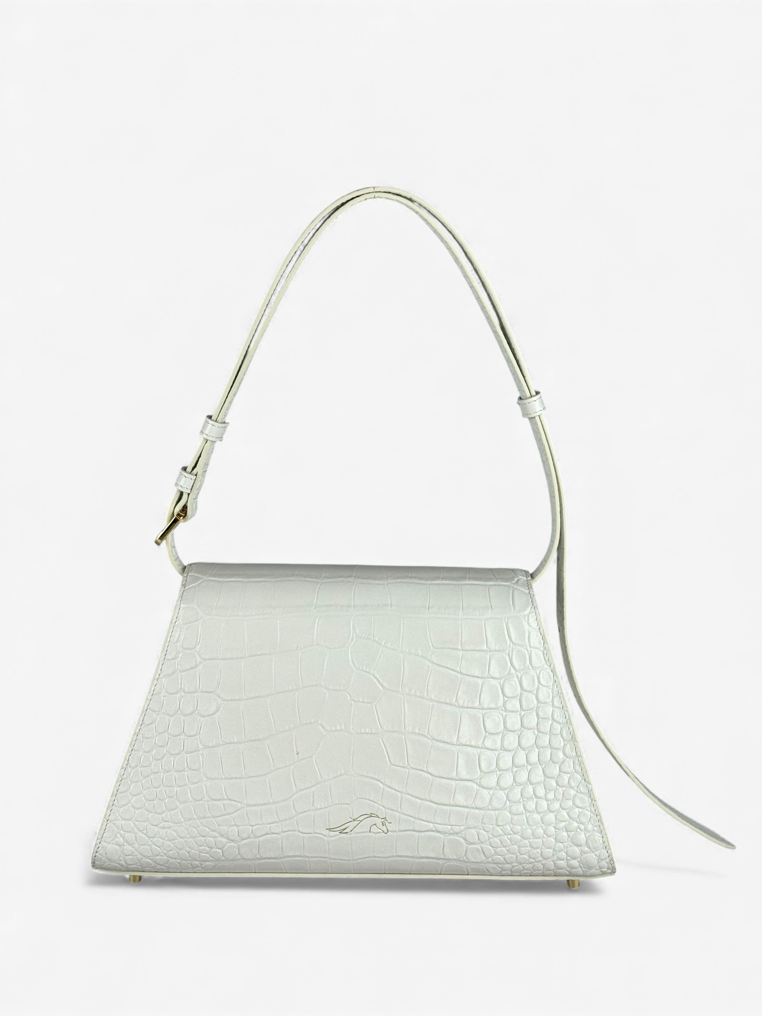 Ambra Croco White Bag