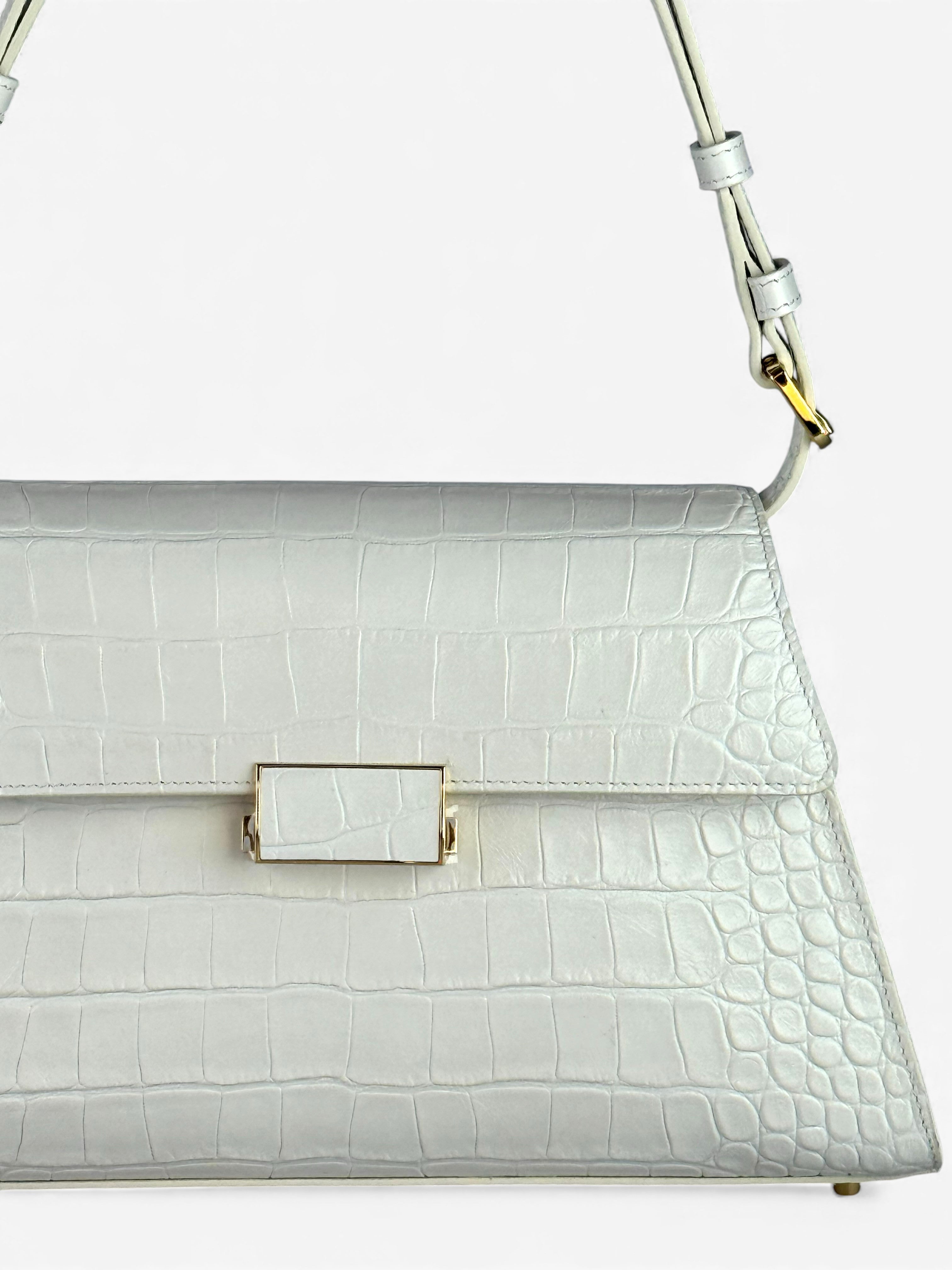 Borsa Ambra Croco White
