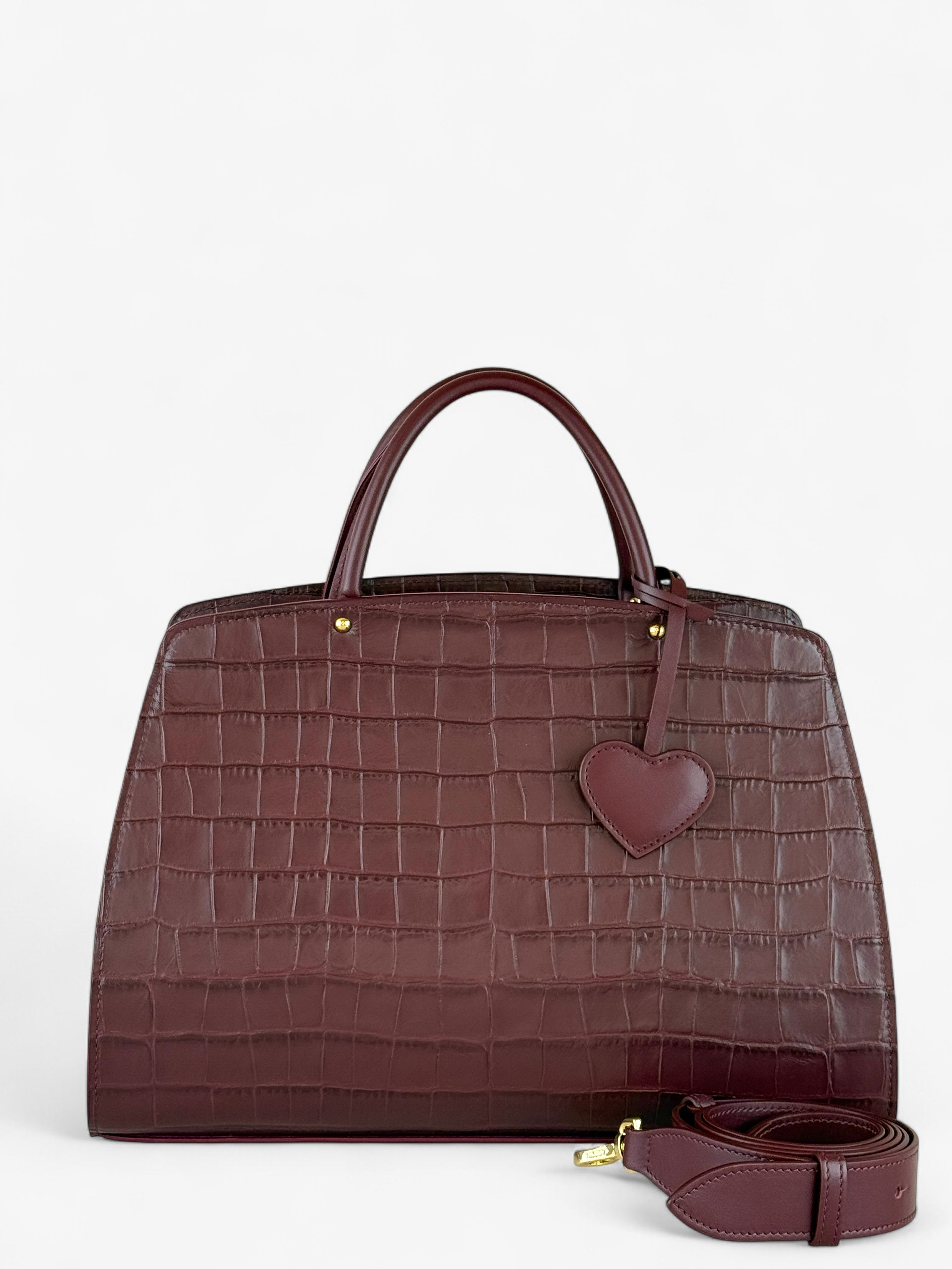 Ami M Croco Bordeaux Bag