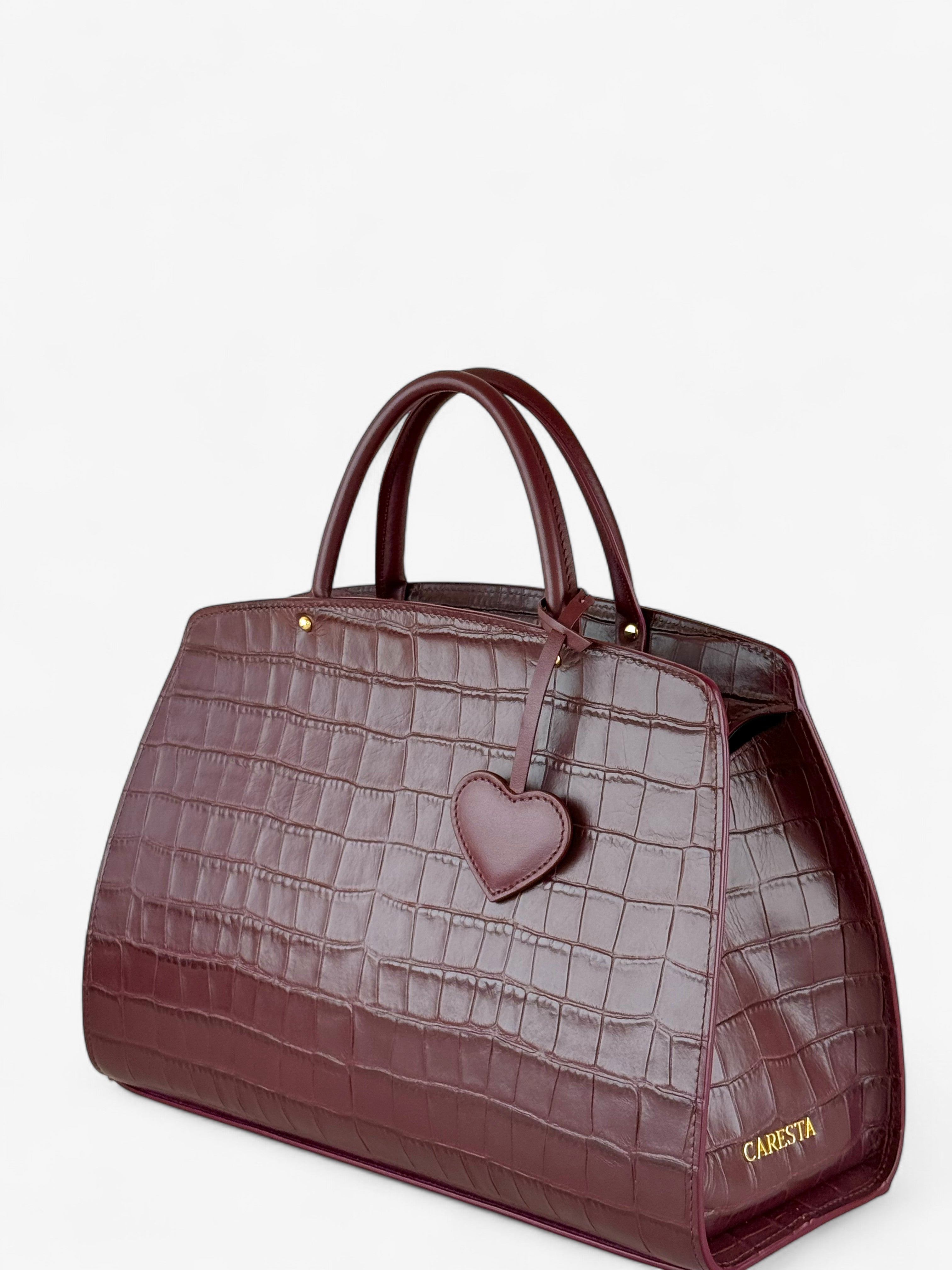 Ami M Croco Bordeaux Bag