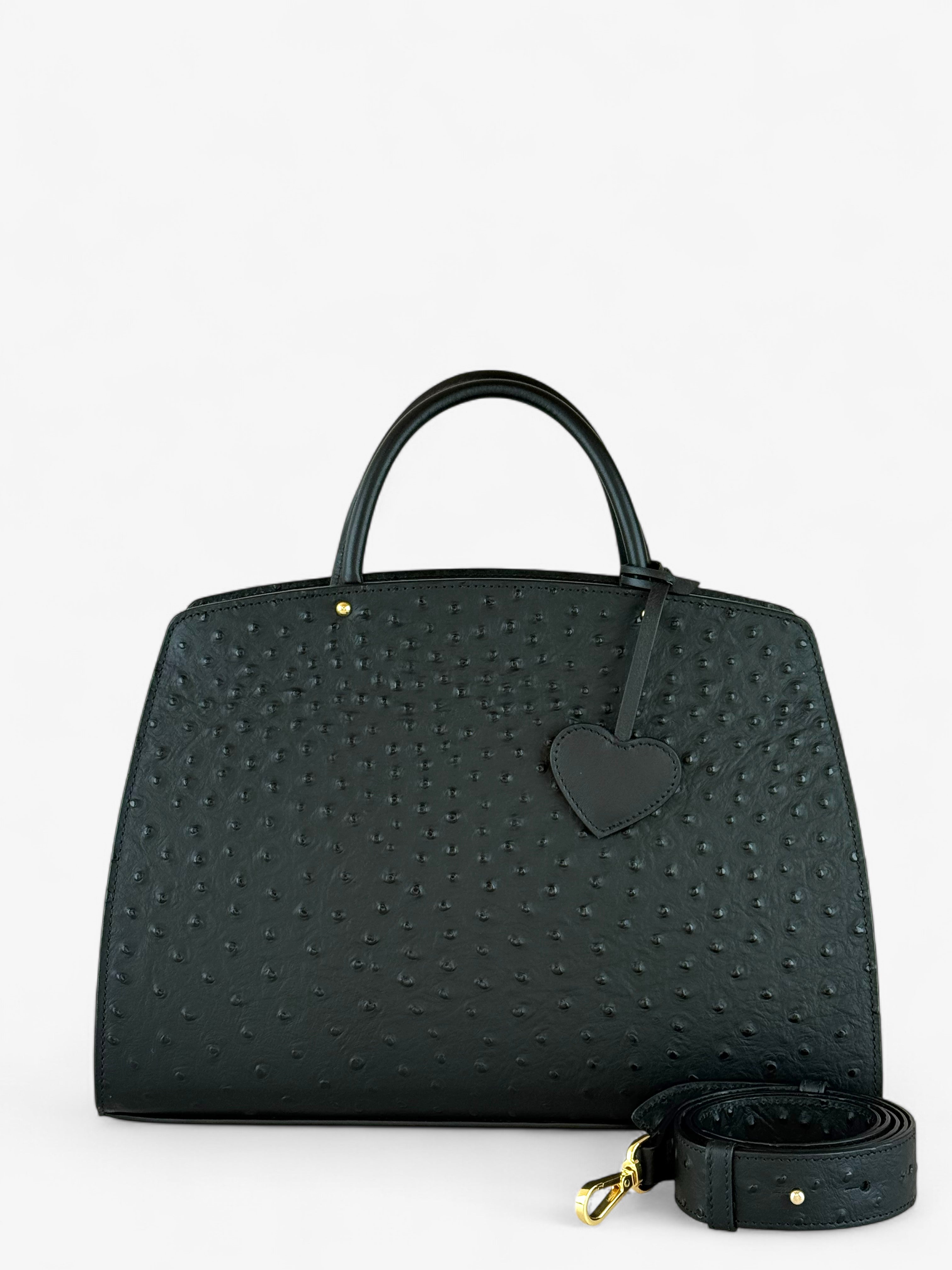 Ami M Ostrich Black Bag