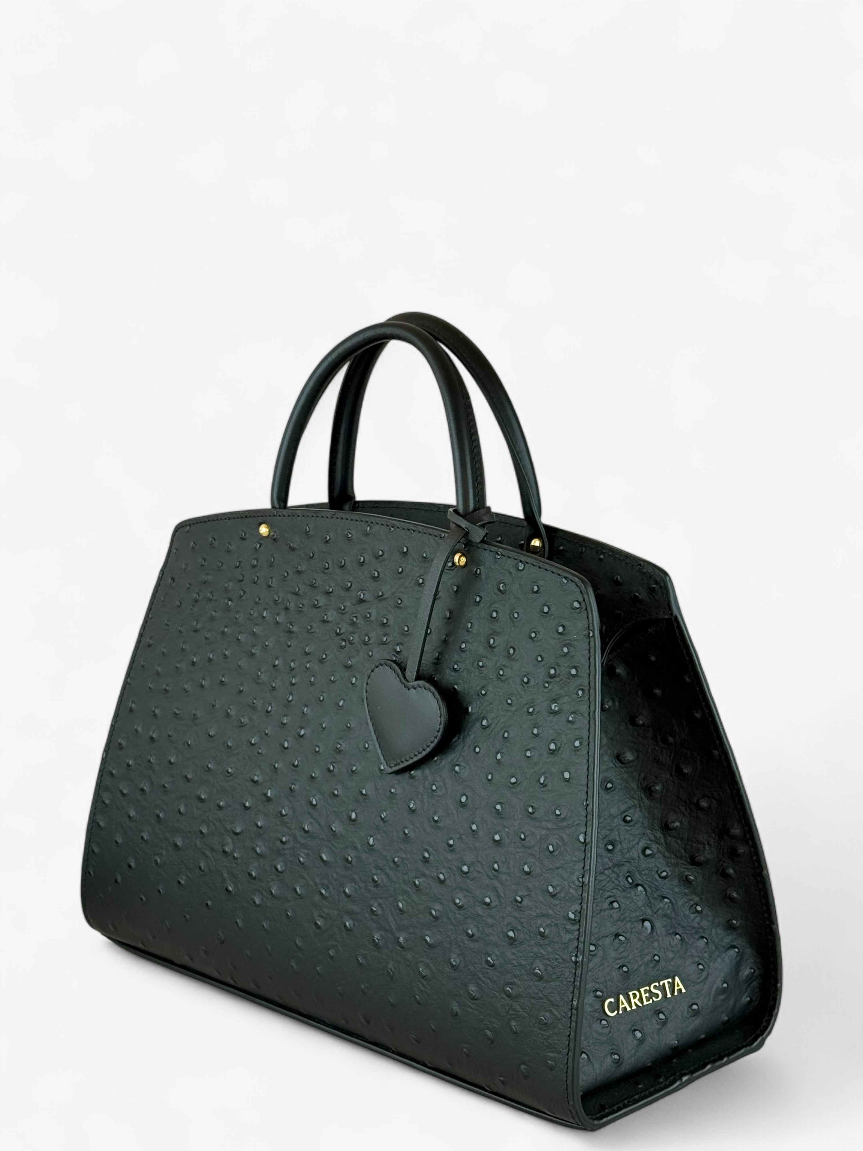 Ami M Ostrich Black Bag