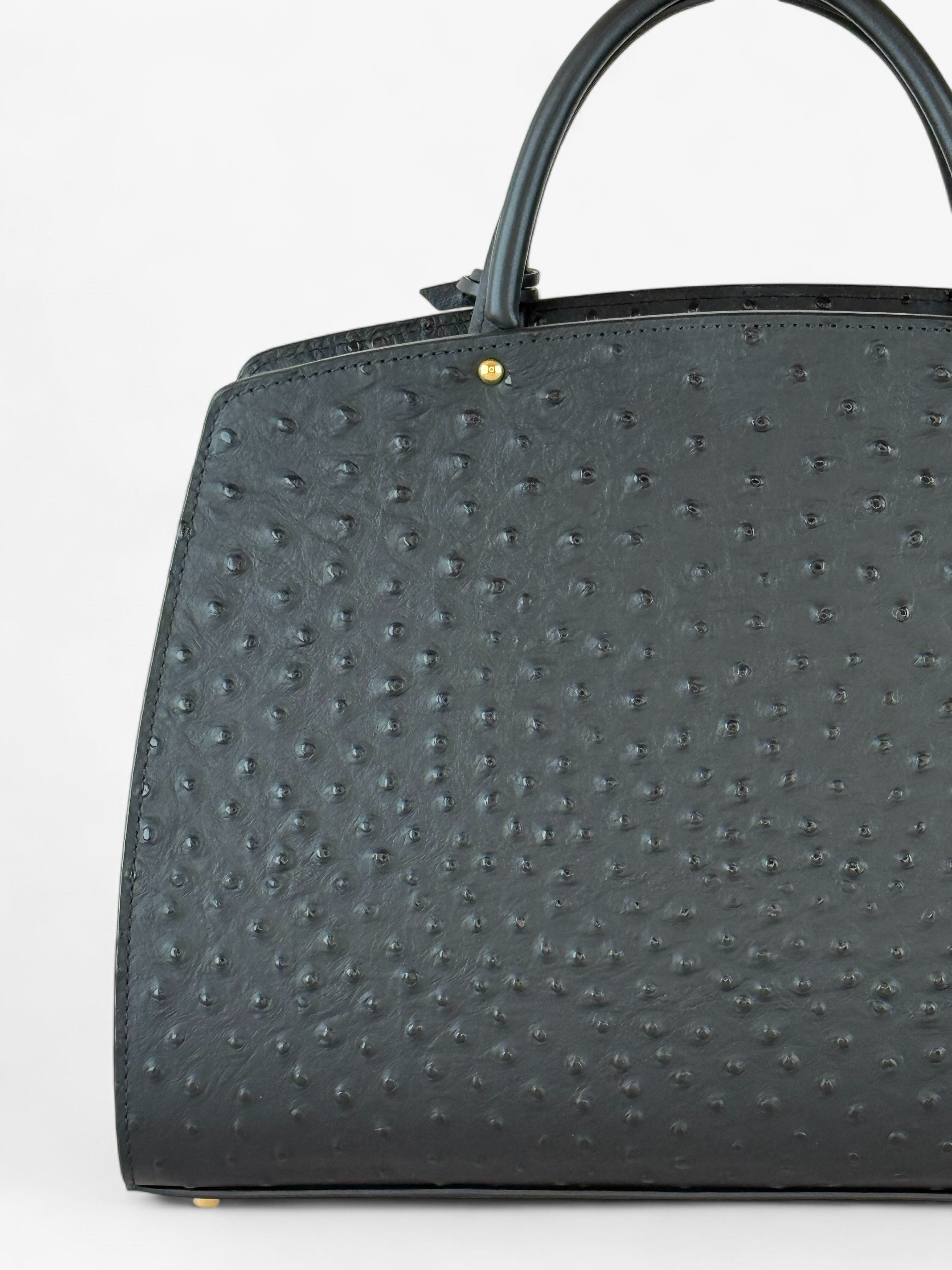 Ami M Ostrich Black Bag