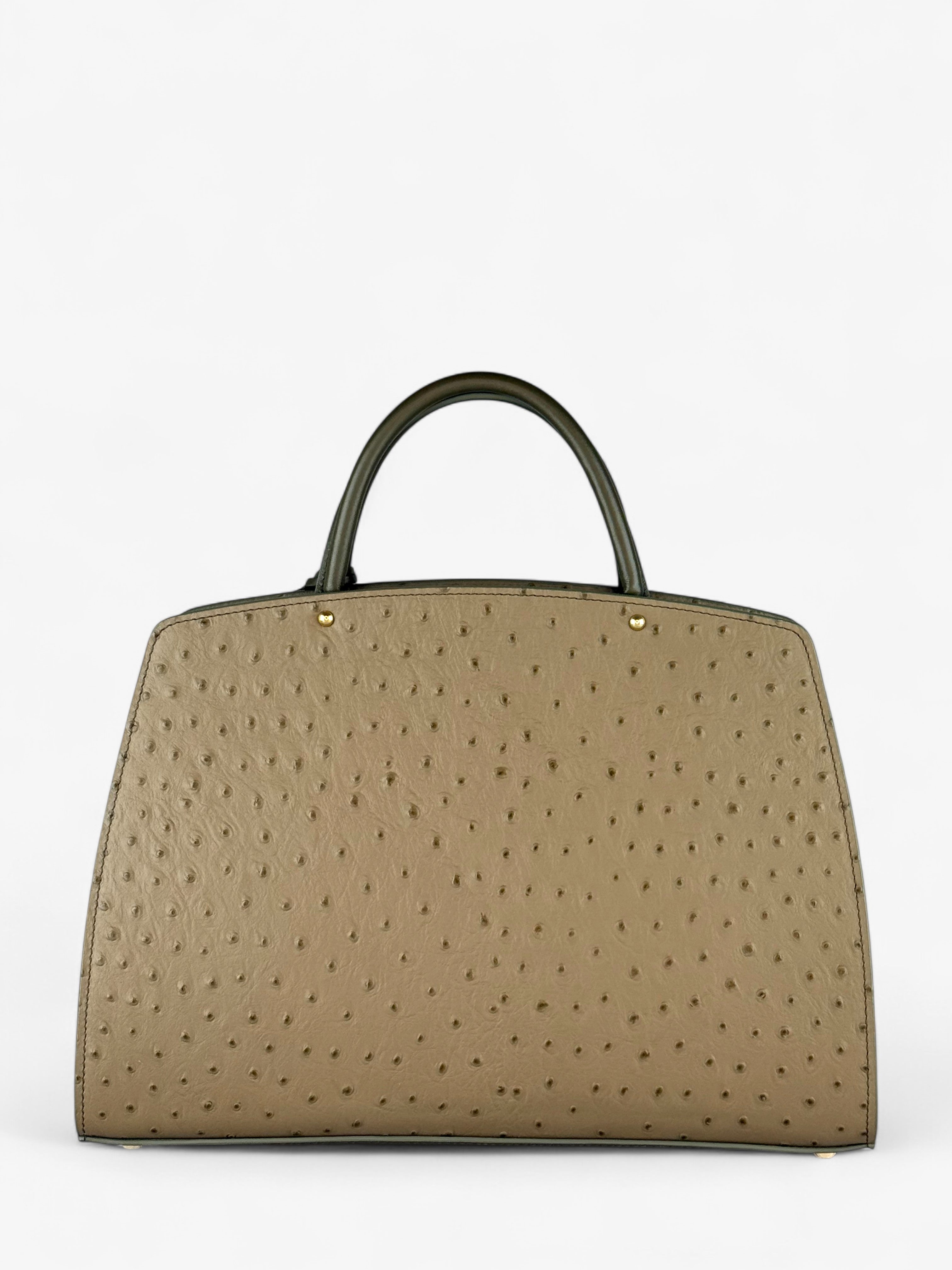 Ami M Ostrich Olive Bag