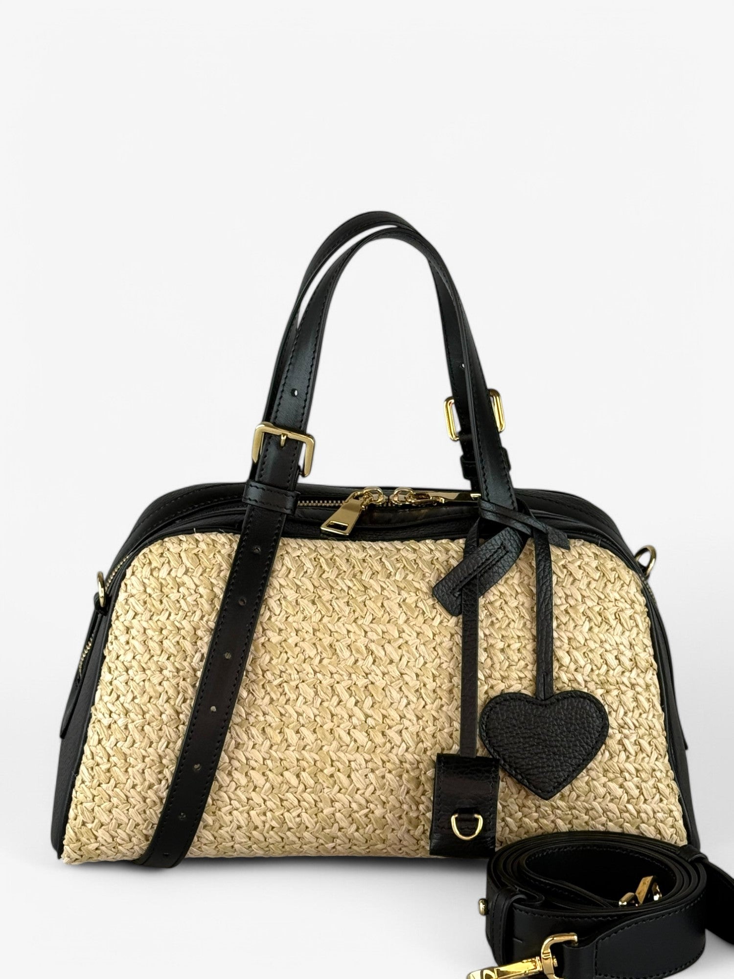 Jaqueline M Rafia Black Bag