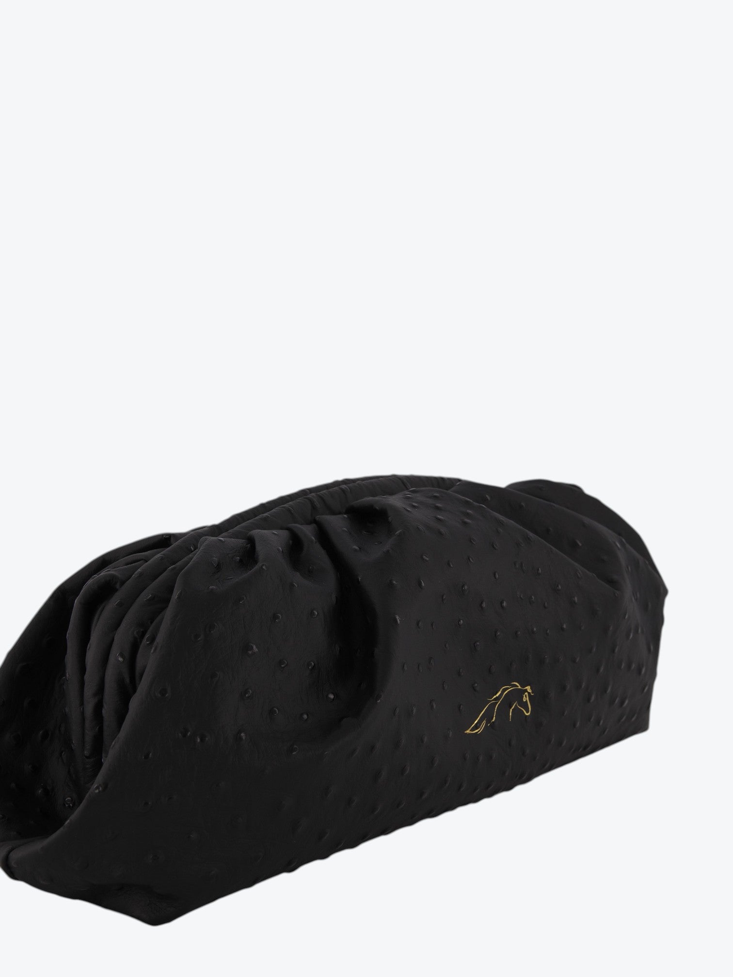 Eva L Ostrich Black Clutch