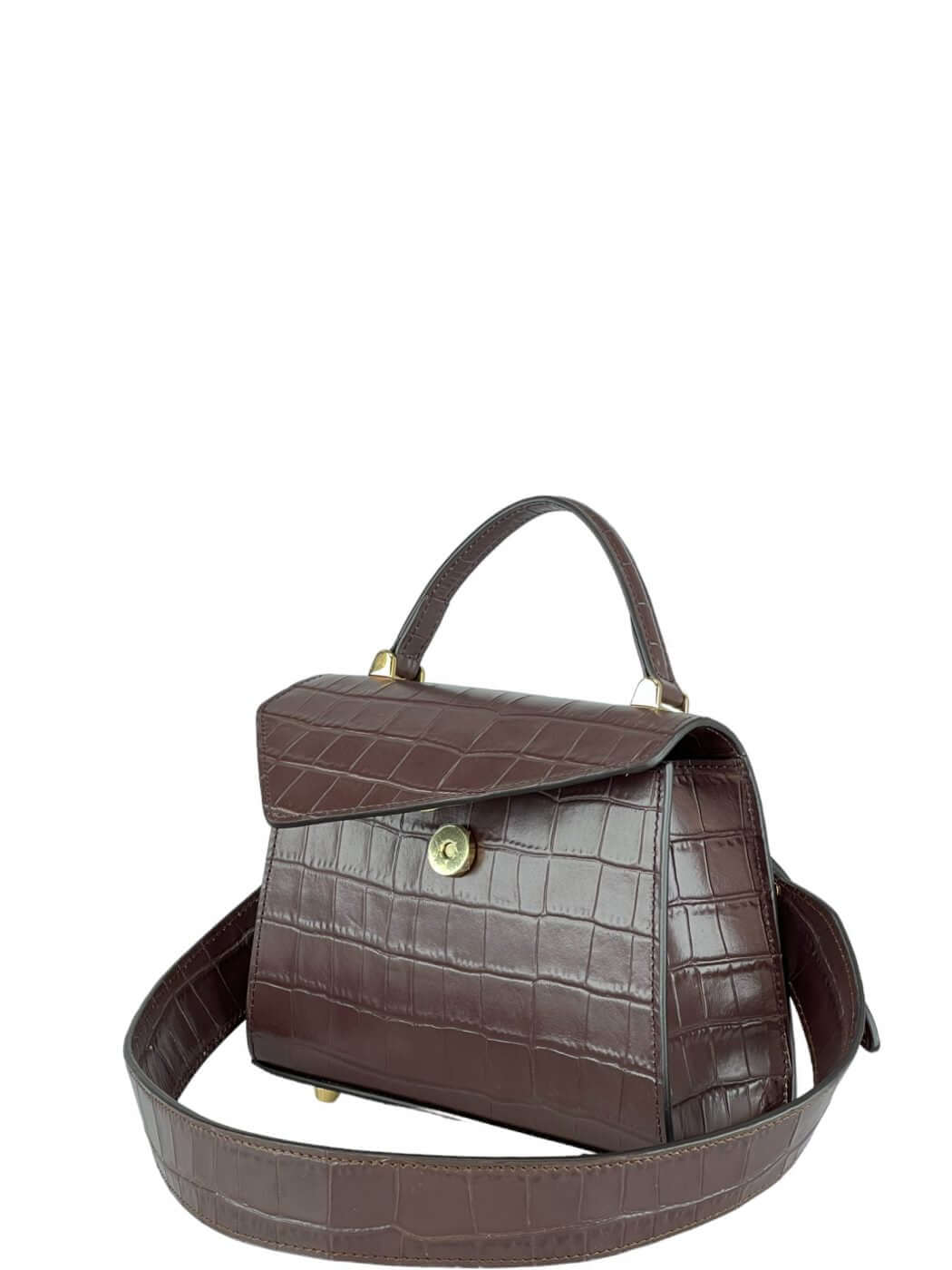 Geantă Gloria S Croco Ciocolate SS24
