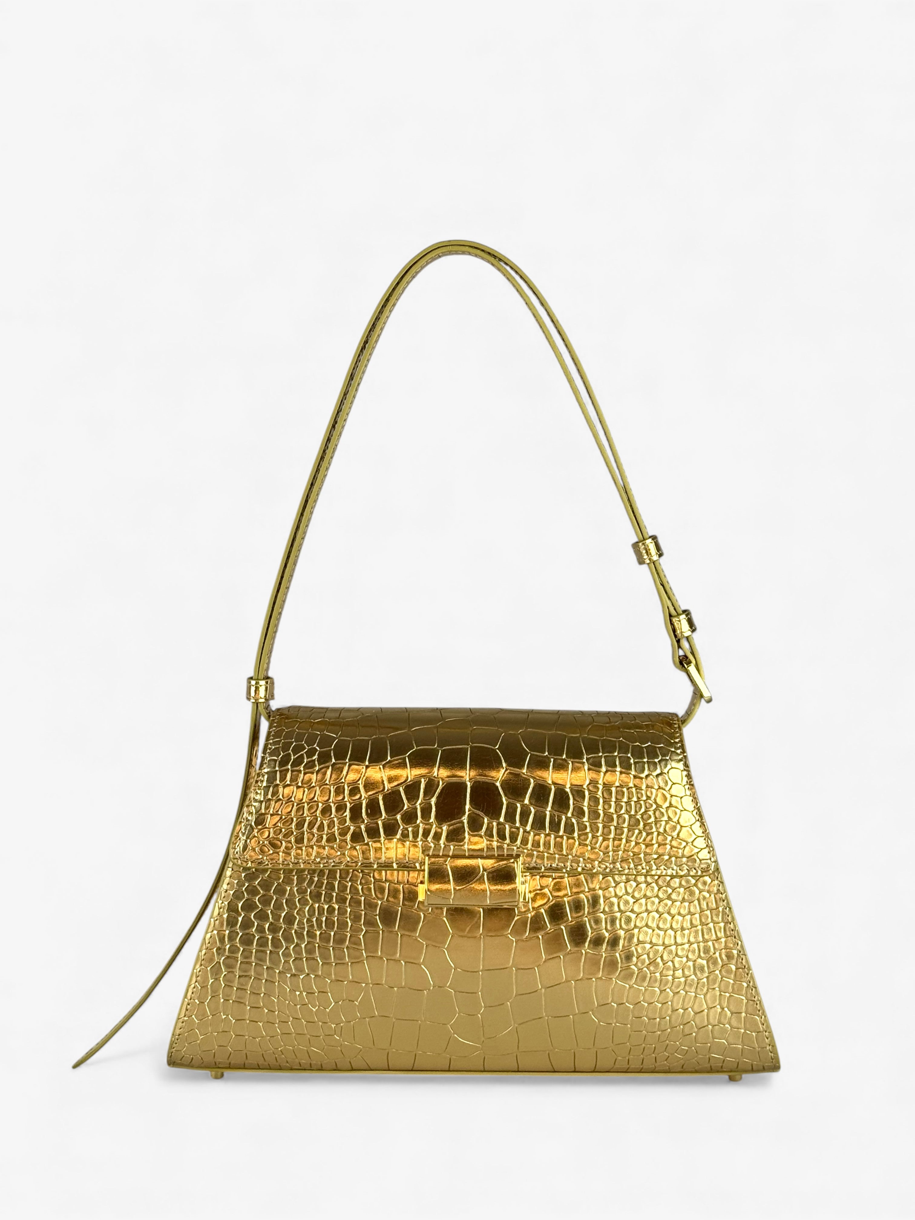 Ambra Croco Gold Bag