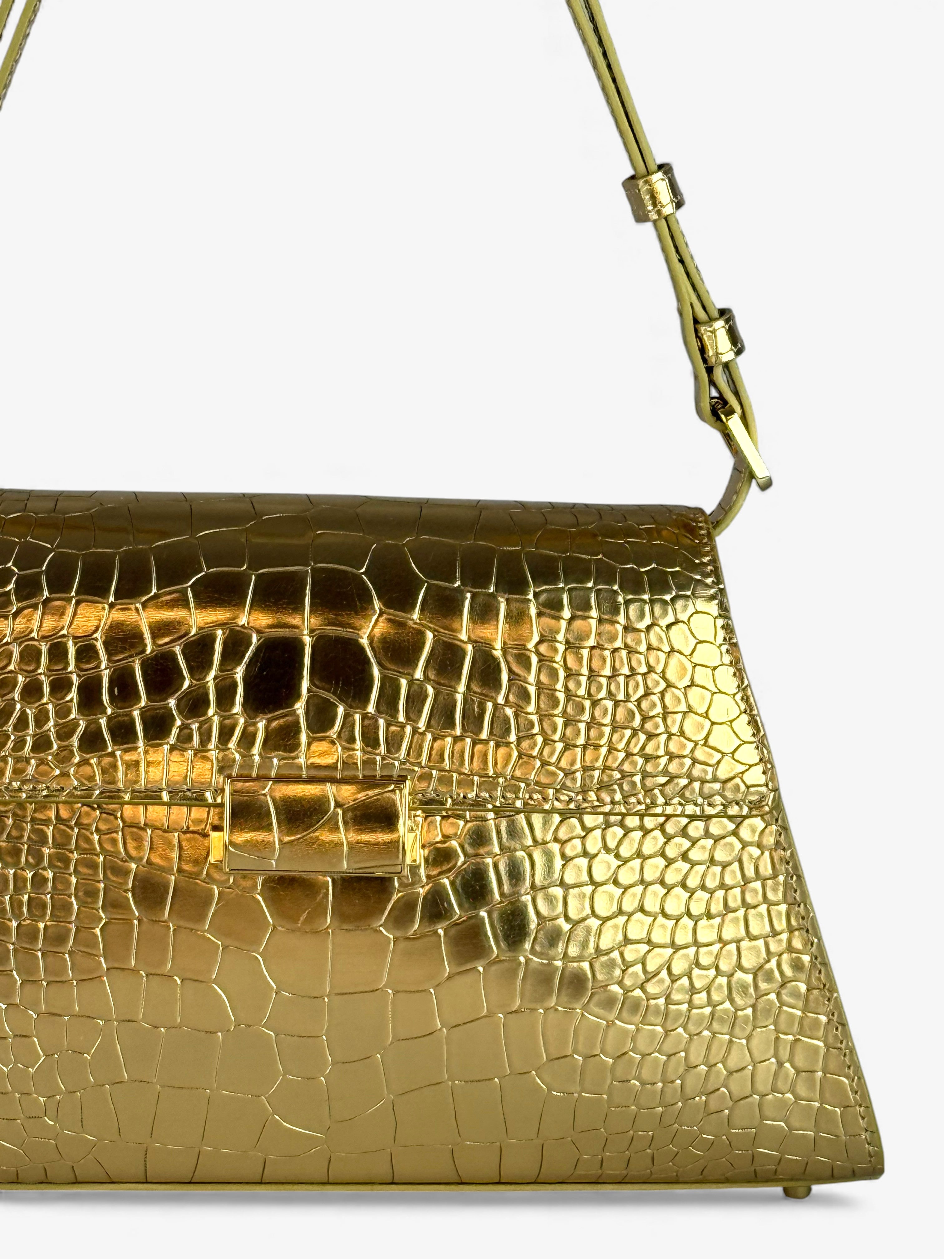 Ambra Croco Gold Bag