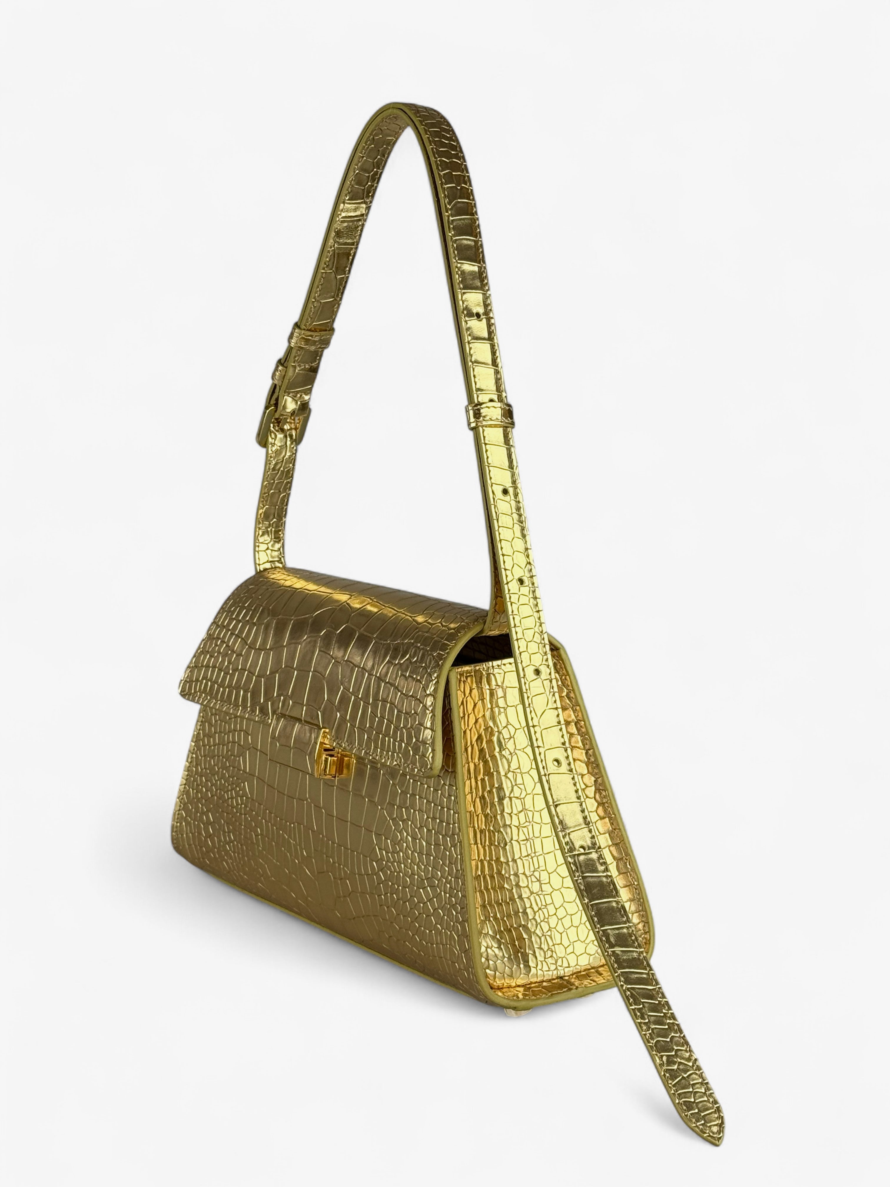 Ambra Croco Gold Bag