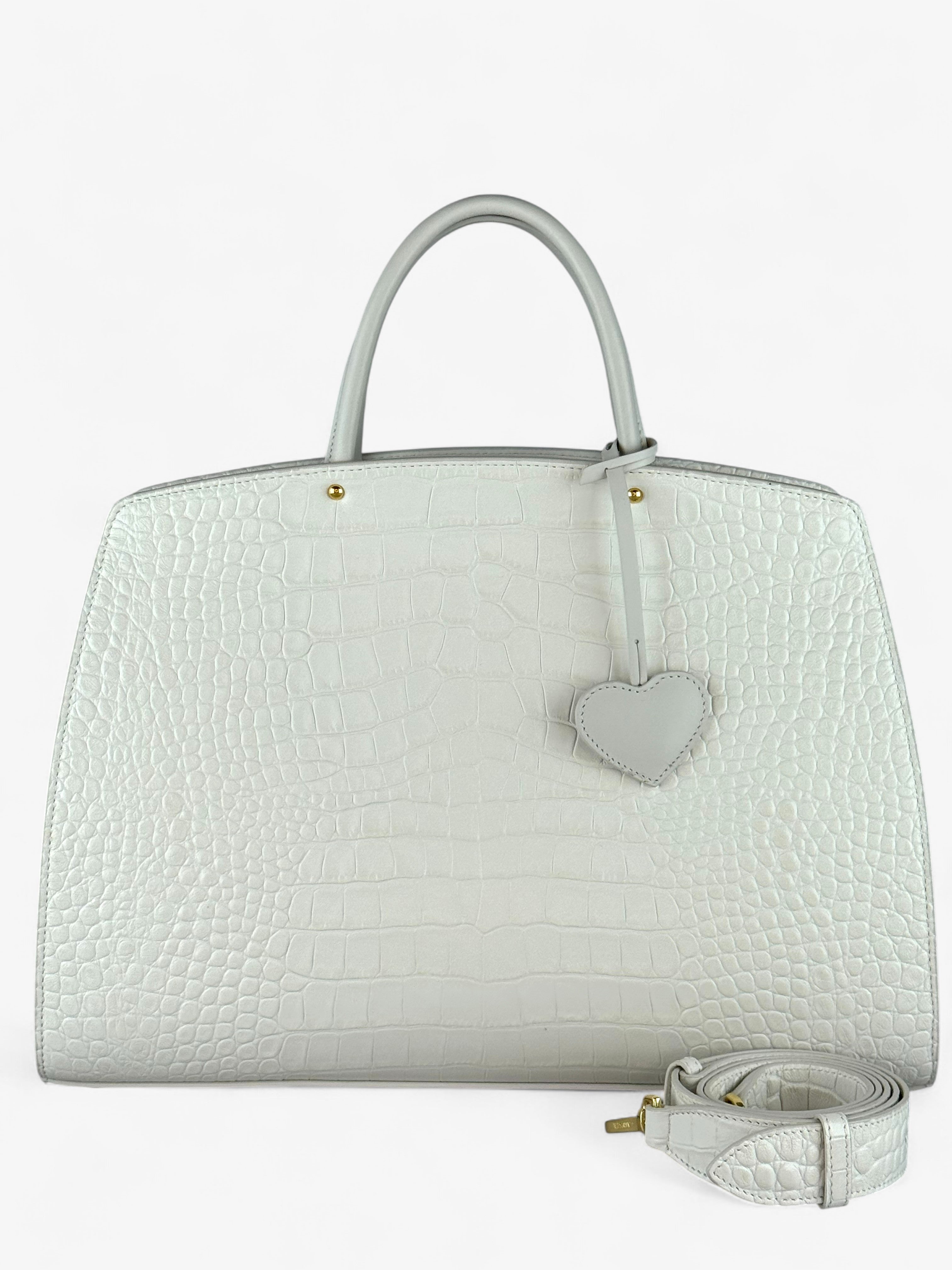 Ami L Croco White Bag