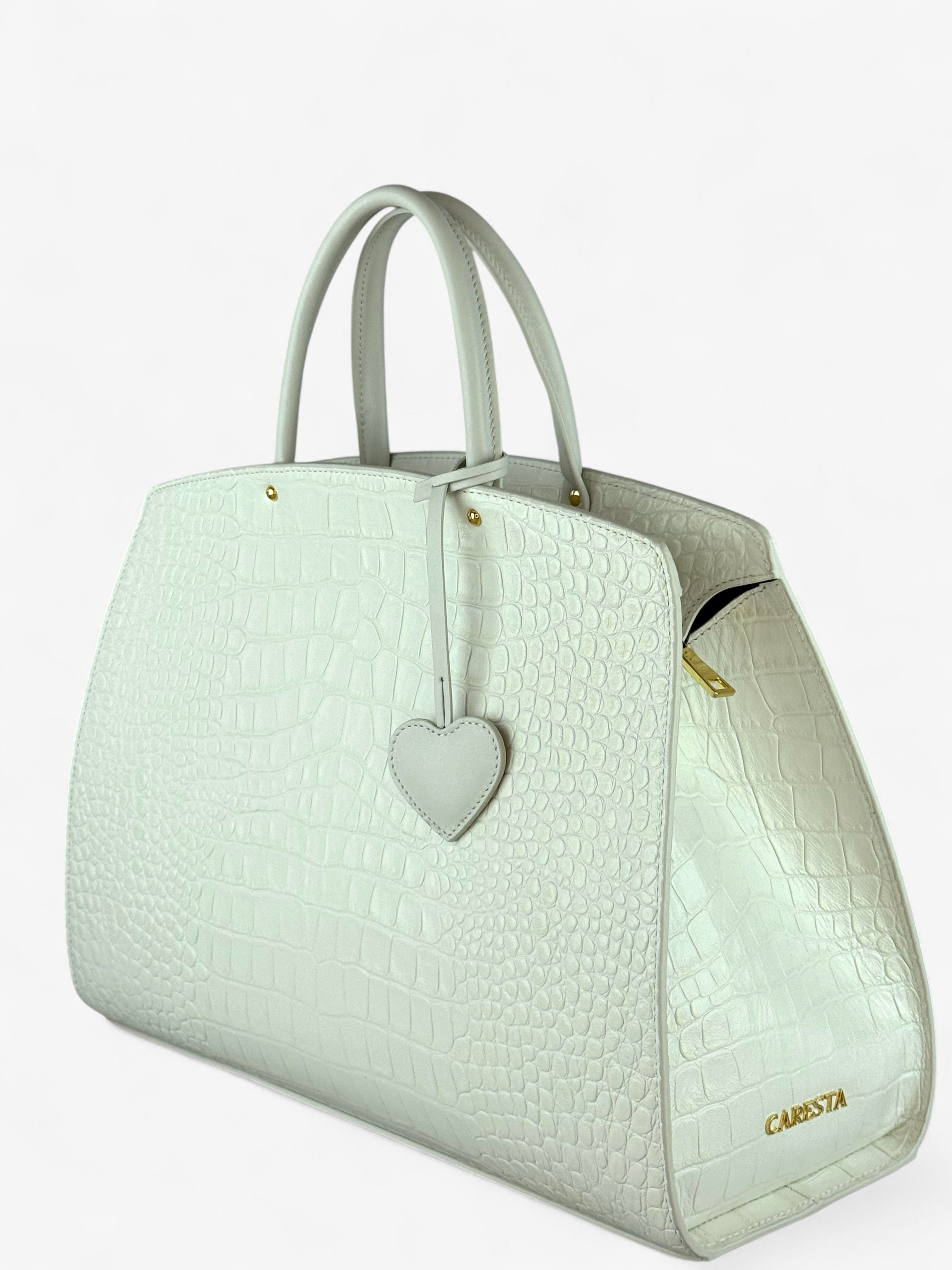 Ami L Croco White Bag