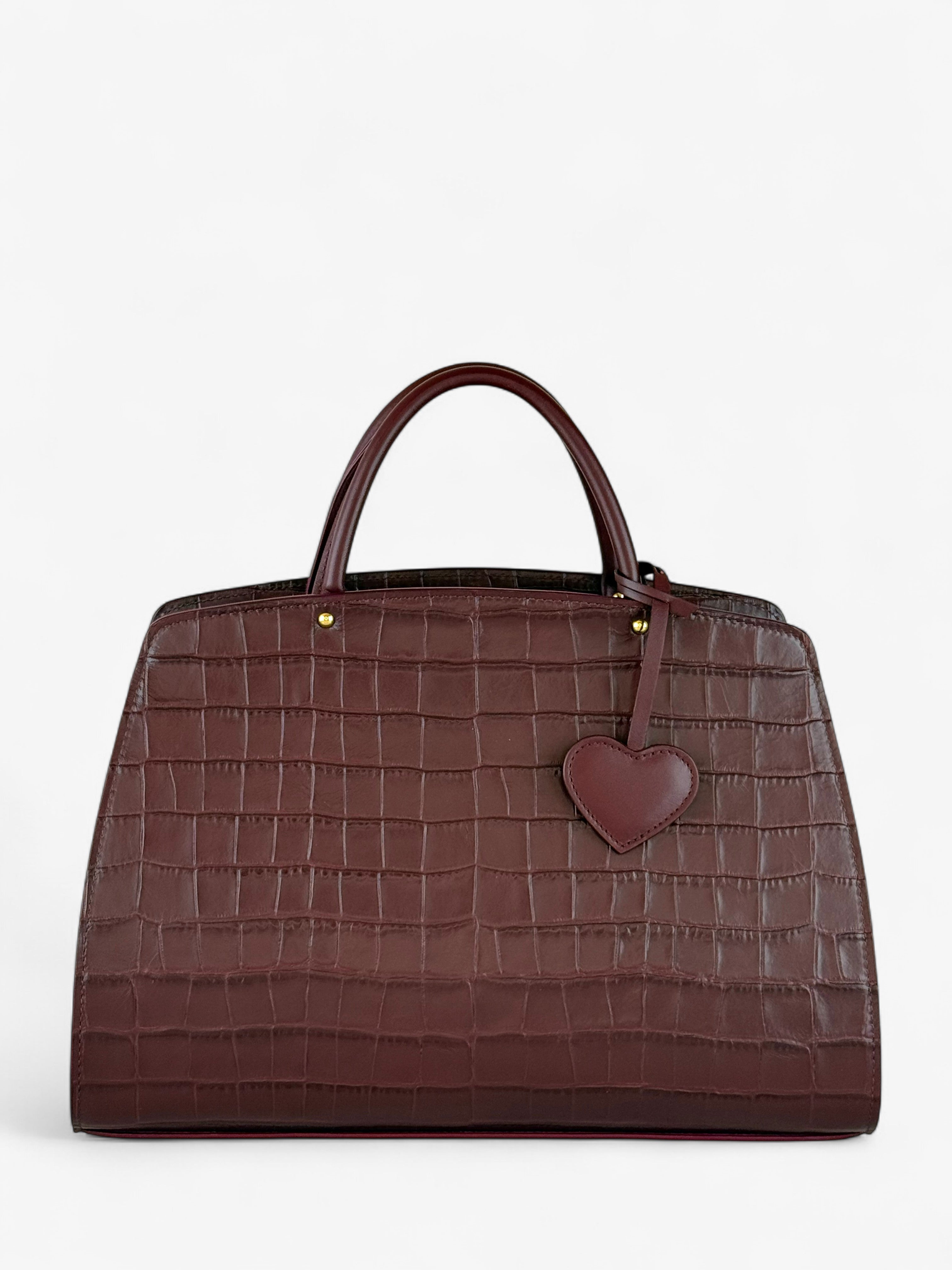Ami M Croco Bordeaux Bag