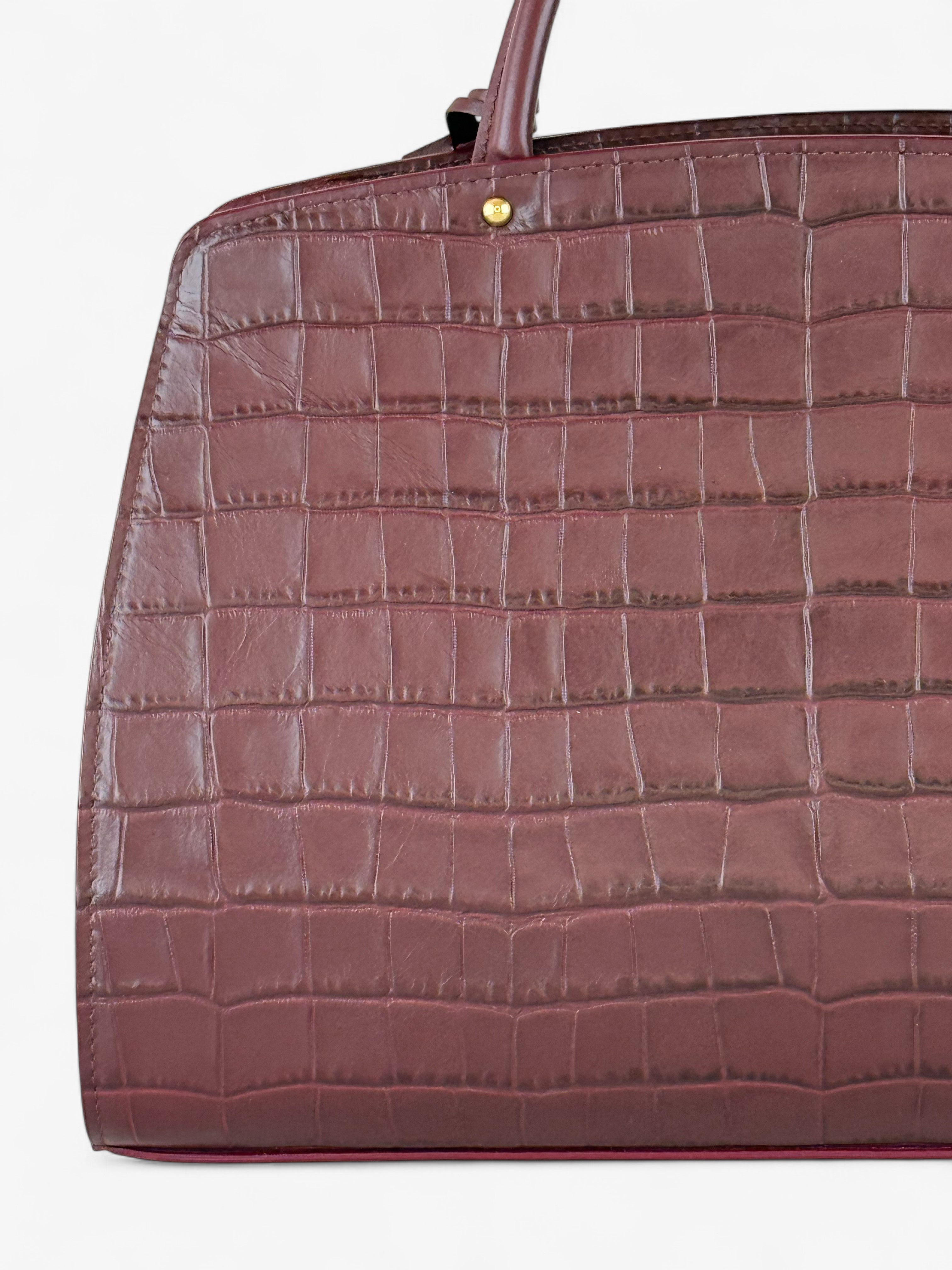 Ami M Croco Bordeaux Bag