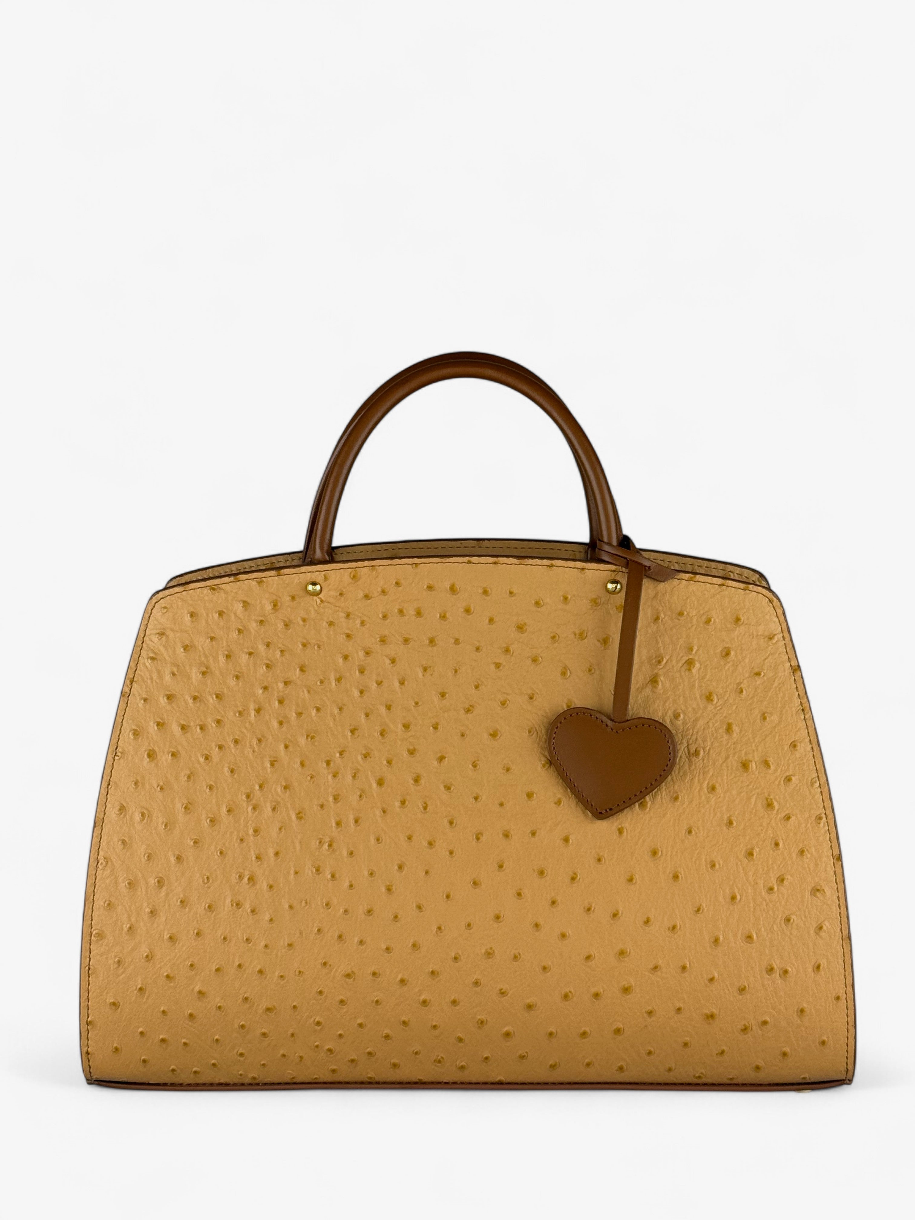 Ami M Ostrich Cognac Bag