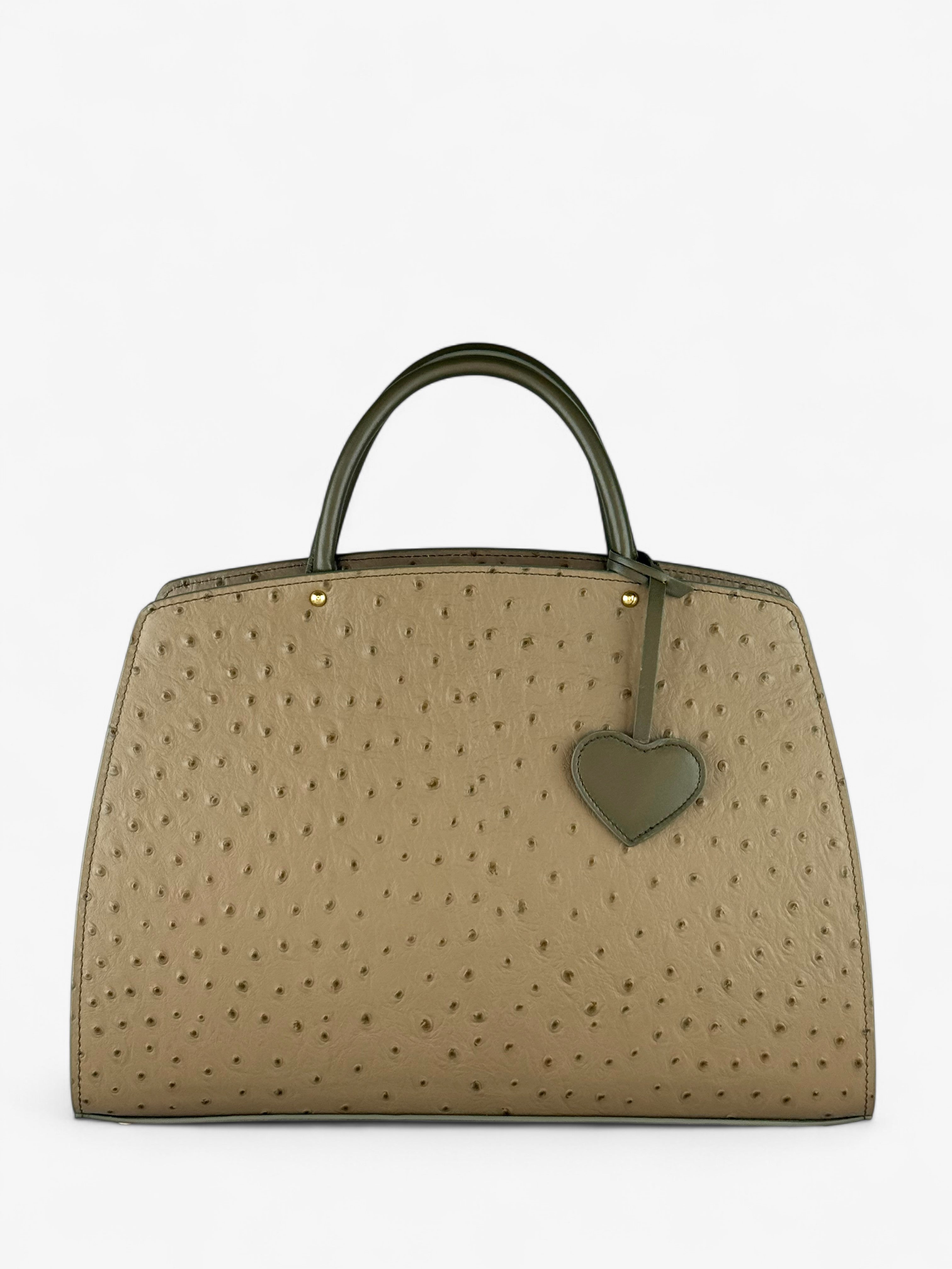 Ami M Ostrich Olive Bag