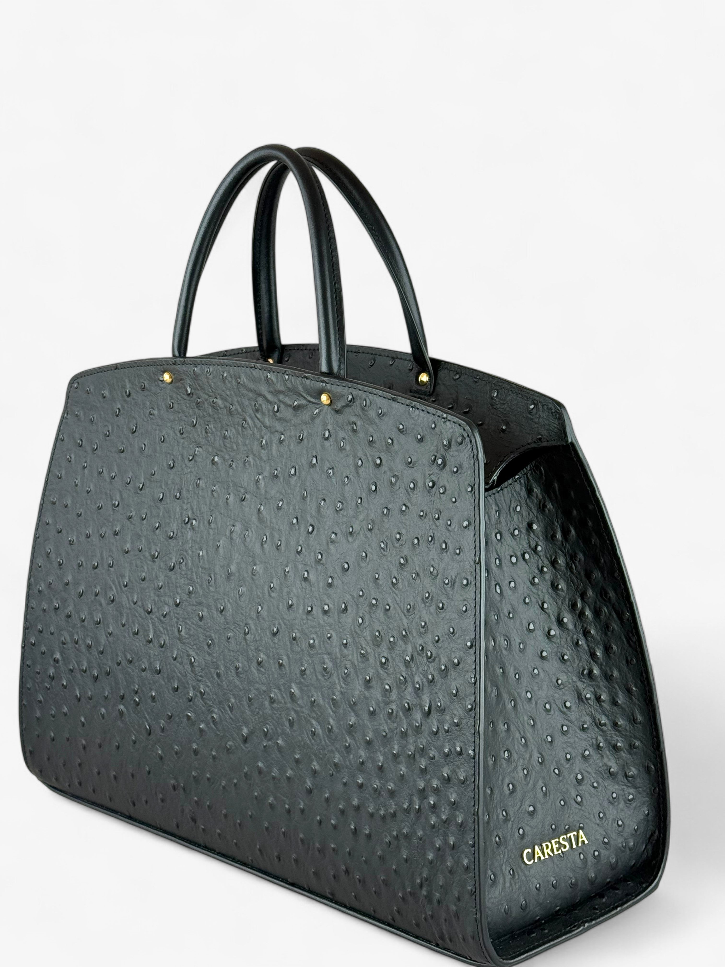 Ami M Ostrich Black Bag