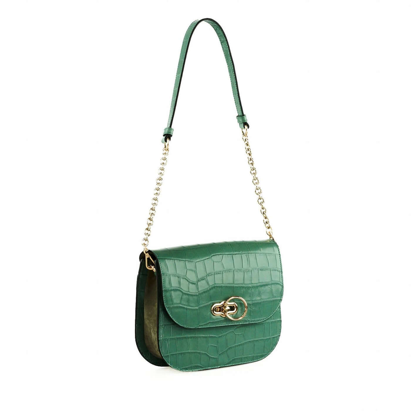 Geantă Anama Croco Green SS24 Materiale Exterior: Piele de vițel Interior: Căptușeală din material textil Mâner și Curea Mâner: De umăr, detașabil, din piele Curea: Lungă detașabilă și ajustabilă Compartimentare Un compartiment principal 1 buzunar aplicat