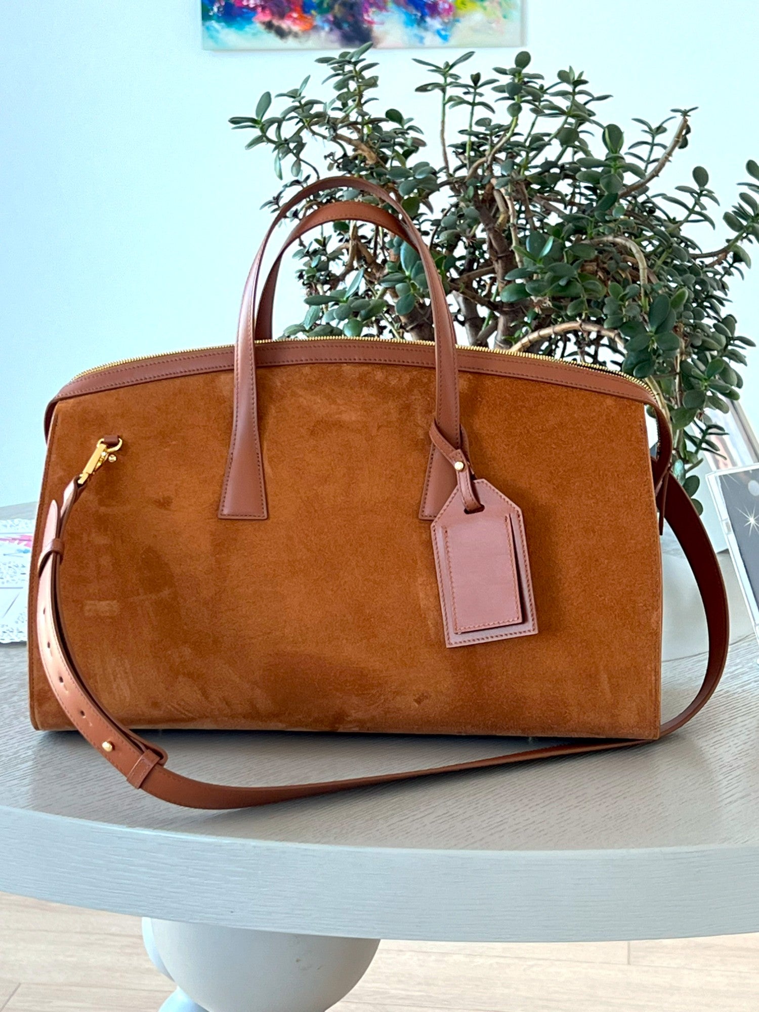 Borsa Duffel Velour Cognac