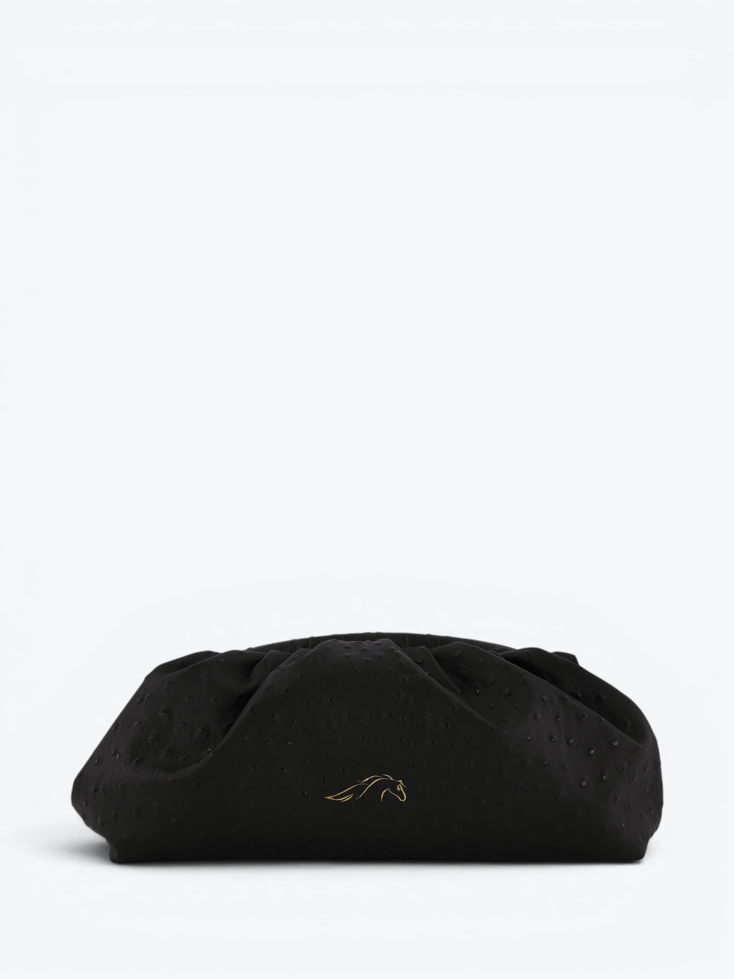 Eva L Ostrich Black Clutch