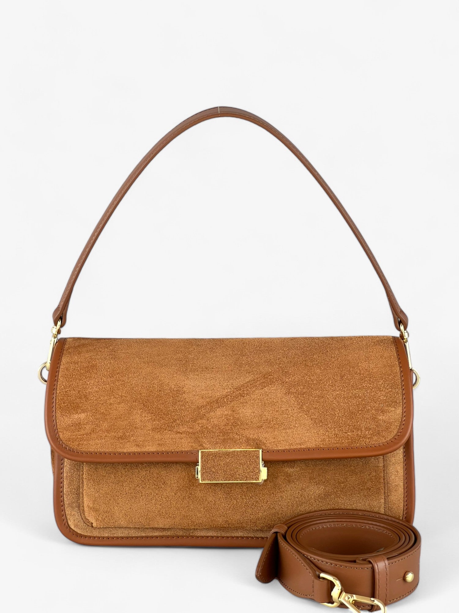 Borsa Baguette Cognac Velour