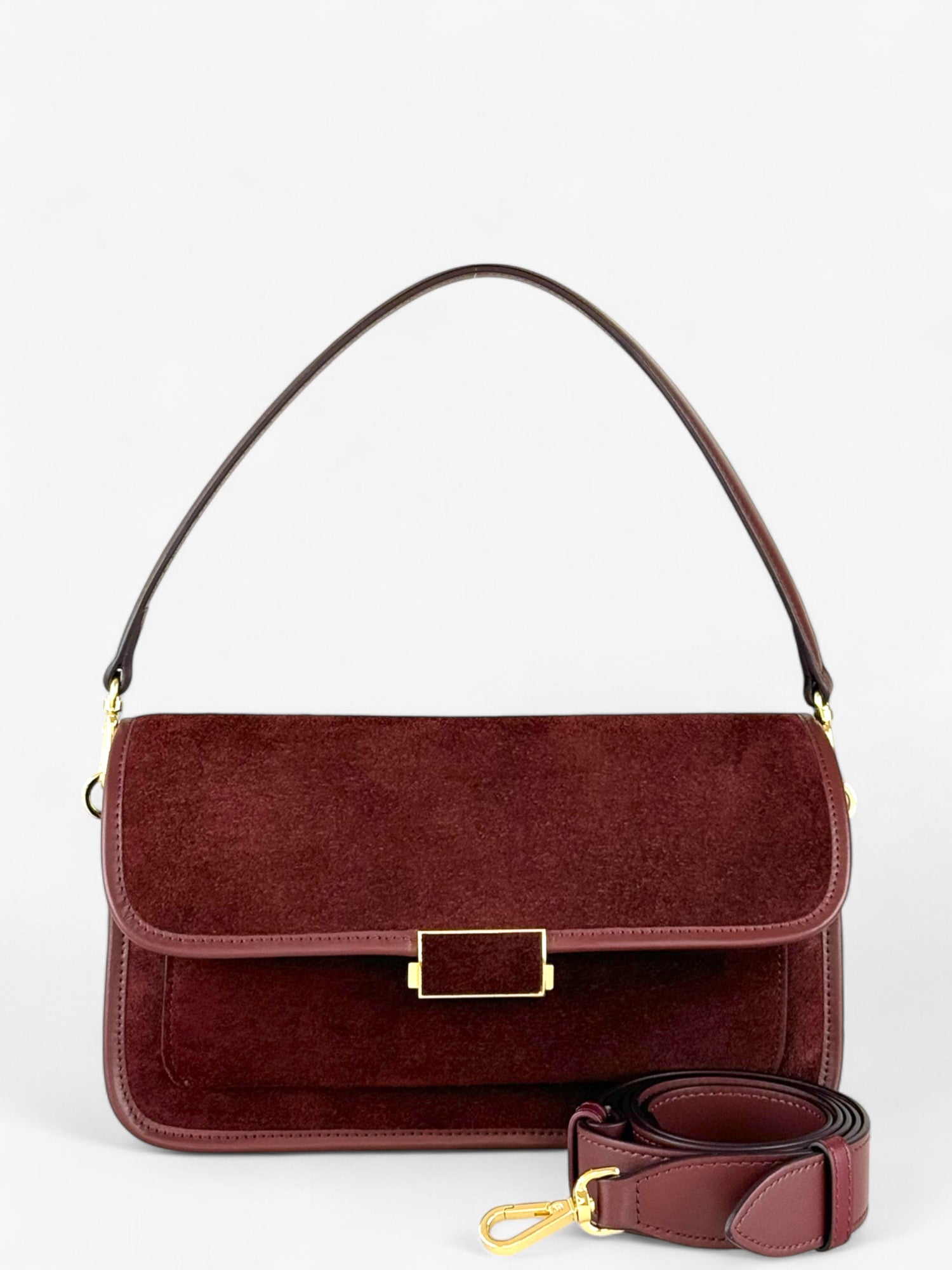 Baguette Bordeaux Velour Bag