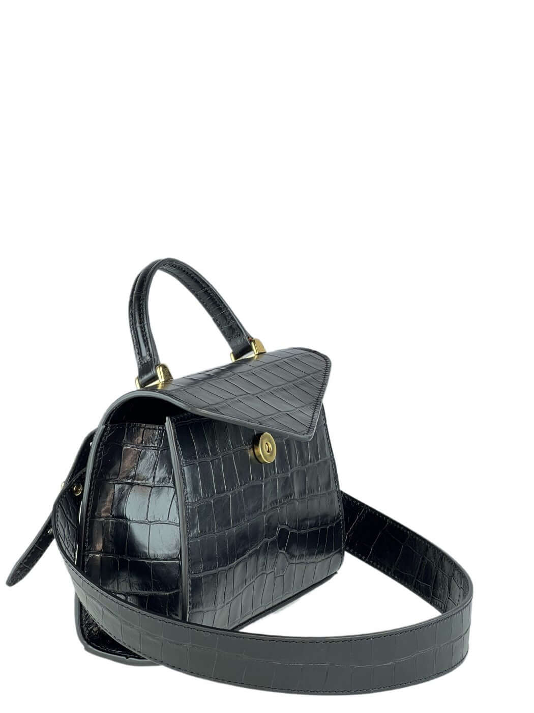 Geantă Gloria S Croco Black SS24 Materiale Exterior: Piele de vițel cu imprimeu croco Interior: Căptușeală din material textil Mâner și Curea Mâner: Fix, nedetașabil Curea: 1 curea de umar, detașabilă 1 curea lungă, reglabilă (lățime de 3 cm) cu o lungime