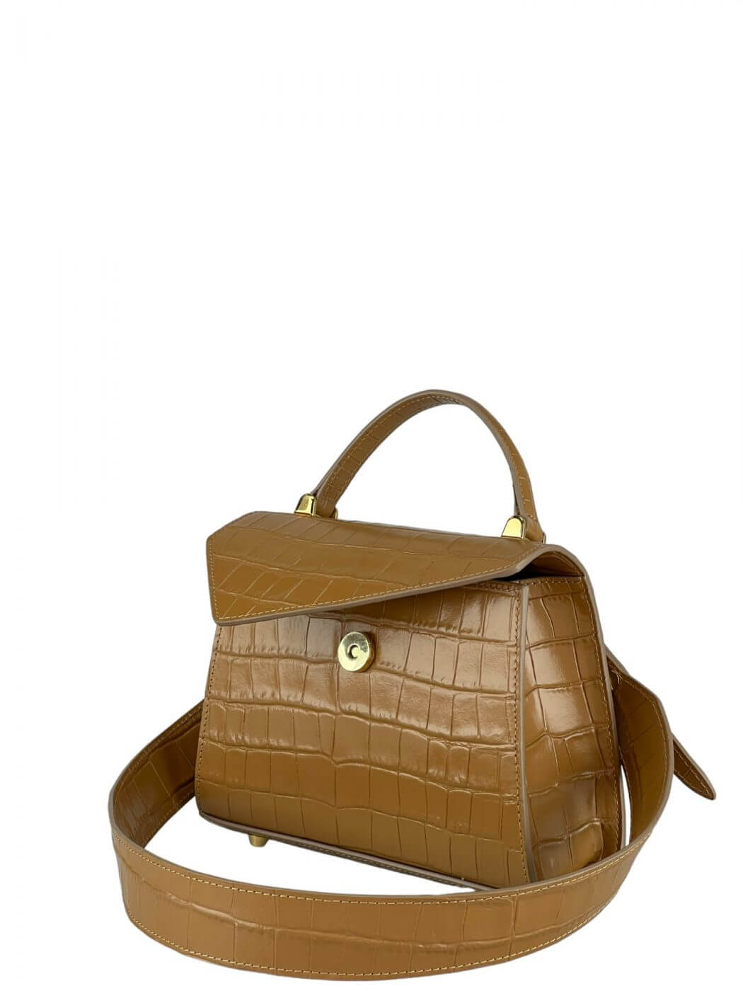 Geantă Gloria S Croco Coniac SS24 Materiale Exterior: Piele de vițel cu imprimeu croco Interior: Căptușeală din material textil Mâner și Curea Mâner: Fix, nedetașabil Curea: 1 curea de umar, detașabilă 1 curea lungă, reglabilă (lățime de 3 cm) cu o lungim