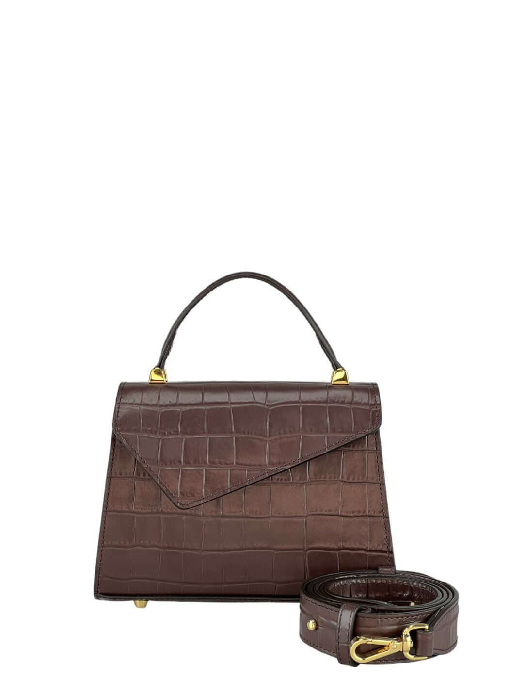 Geantă Gloria S Croco Ciocolate SS24 Materiale Exterior: Piele de vițel cu imprimeu croco Interior: Căptușeală din material textil Mâner și Curea Mâner: Fix, nedetașabil Curea: 1 curea de umar, detașabilă 1 curea lungă, reglabilă (lățime de 3 cm) cu o lun