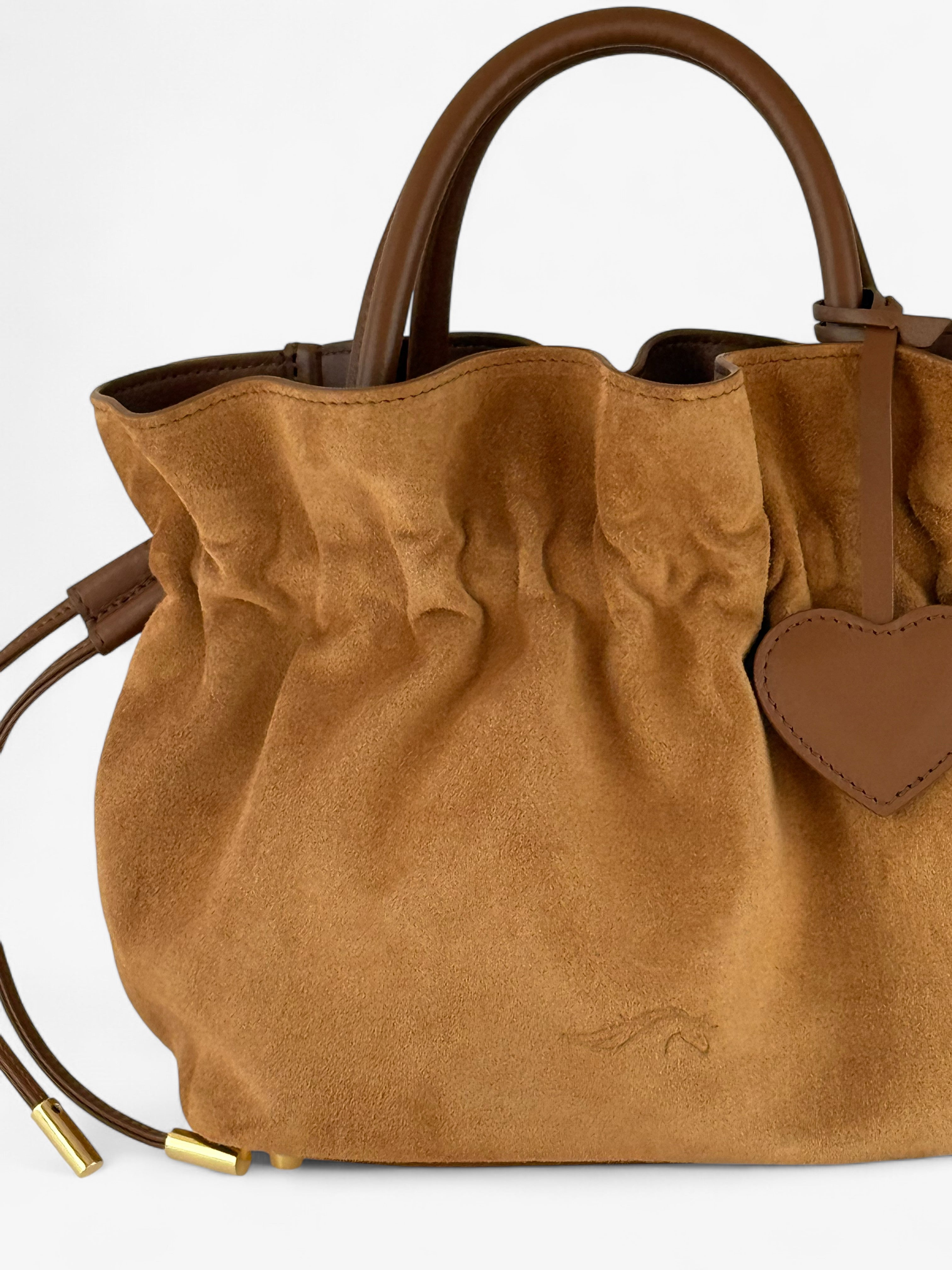 Noor S Velour Cognac Bag