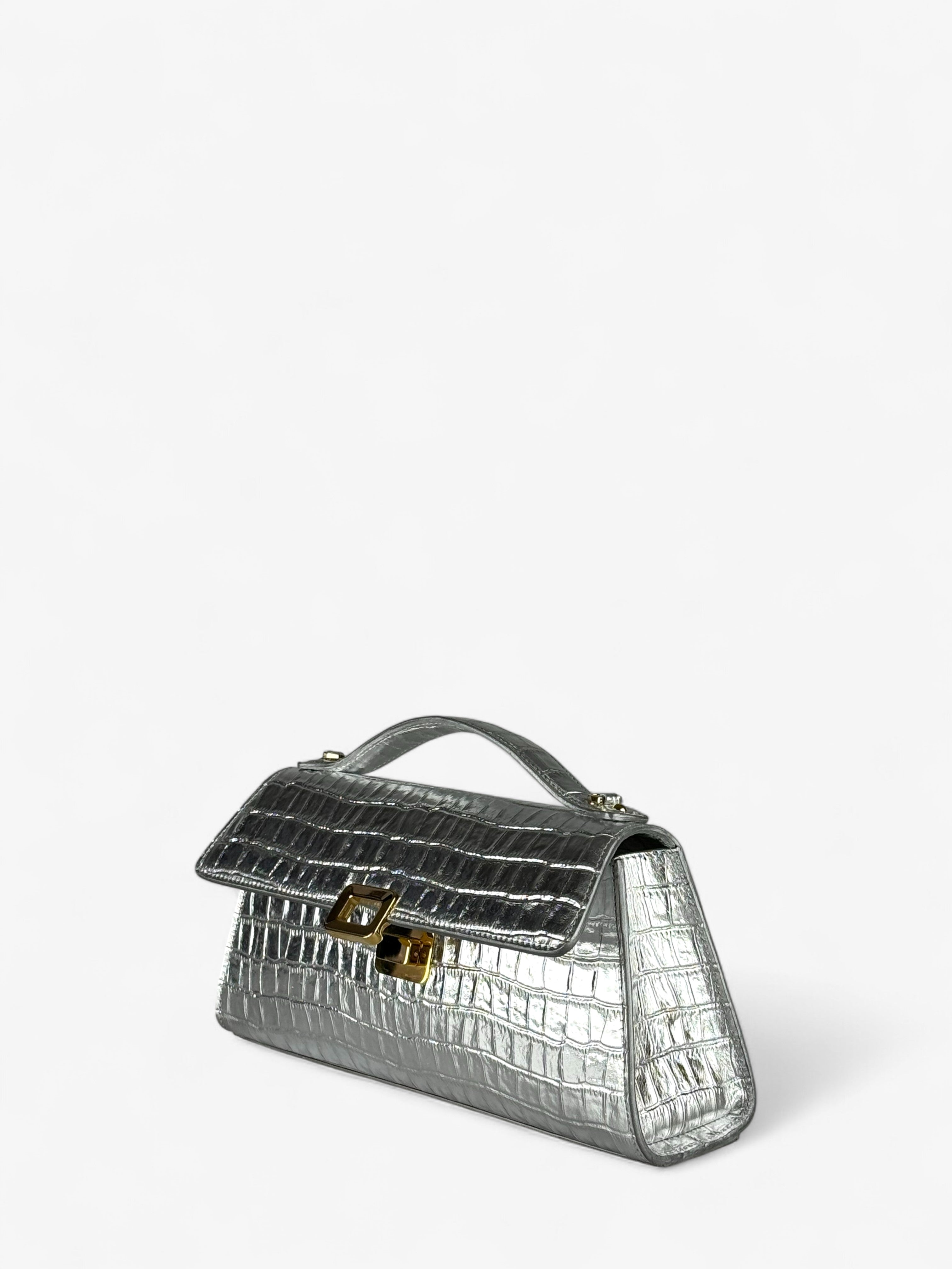 Theodora M Croco Silver Bag