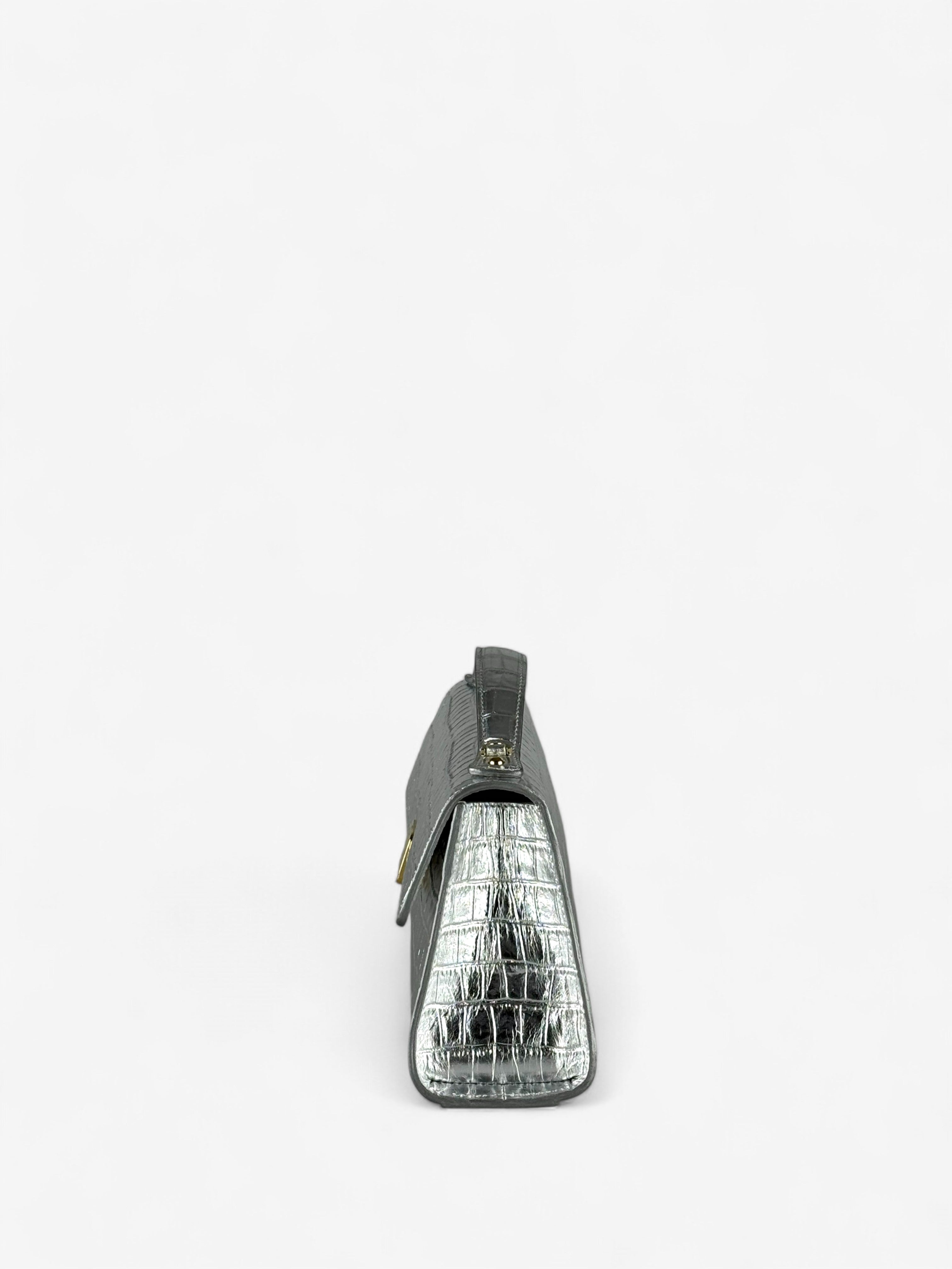 Theodora M Croco Silver Bag