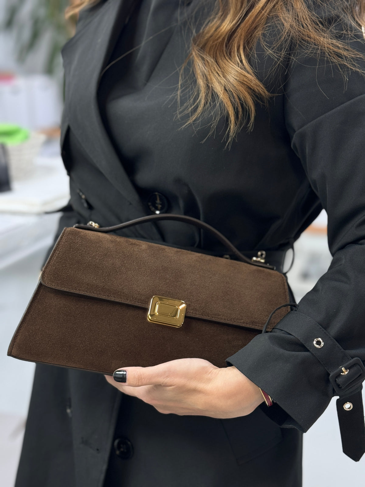 Caresta Bags -Theodora M Velour Ciocolate bag